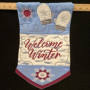 “Welcome Winter" Blue and White Winter Banner, Flag or Wall Hanging